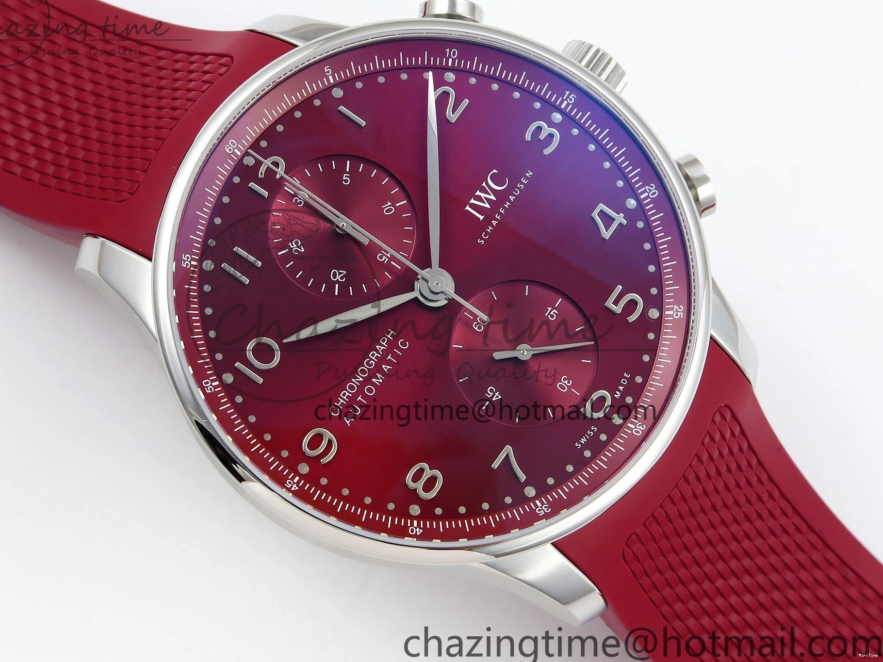 MIROTIME 0311 Reliable Portuguese Chrono IW3716 Z+F 1:1 Best Edition Red Dial on Red Rubber Strap A 7015